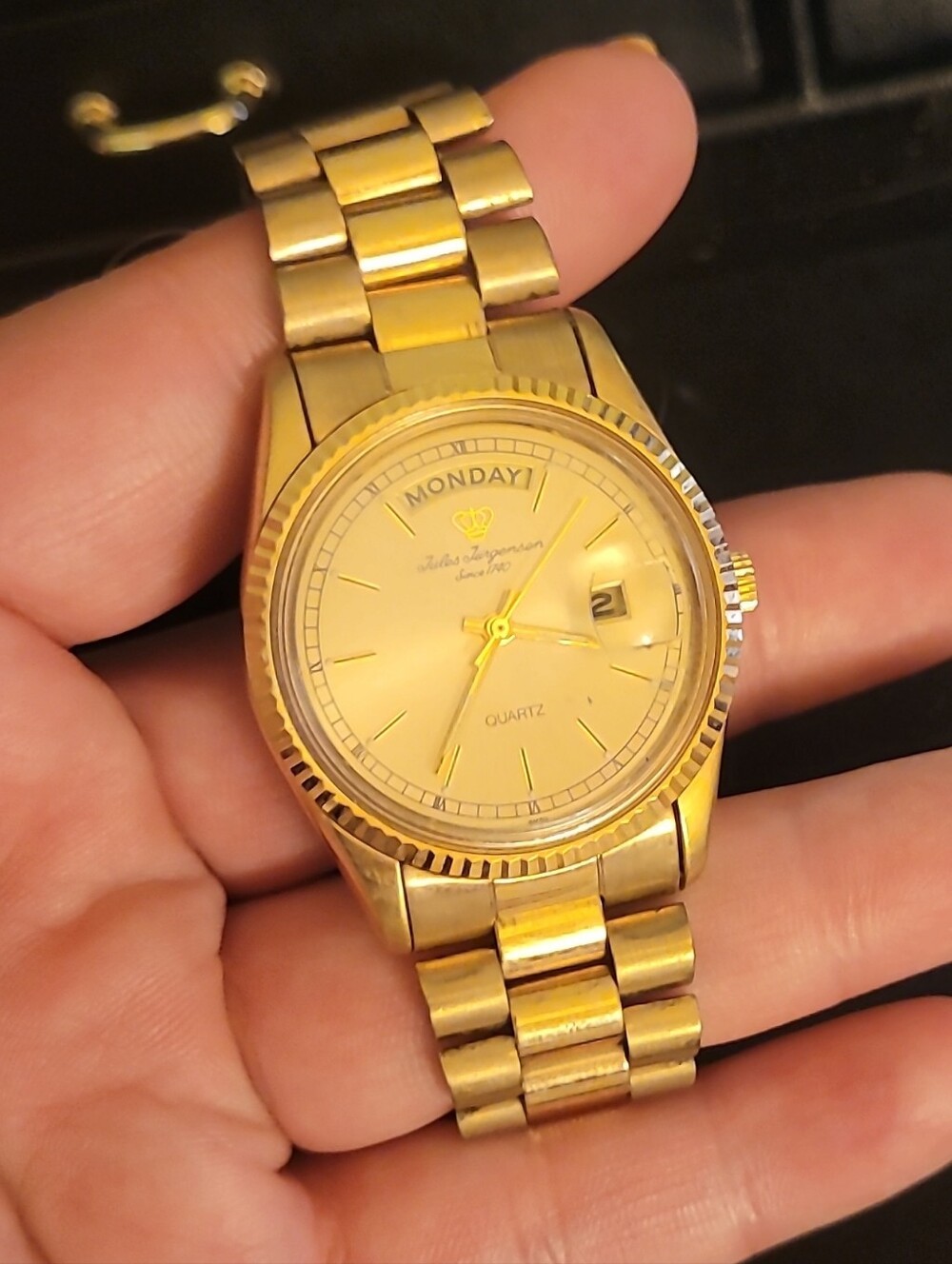 Gold Men’s Quartz Day-Date Bracelet Watch